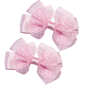 Pink Hair Clips with Satin Organza Bow