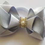 Hair Bow Clip – Silver Grey