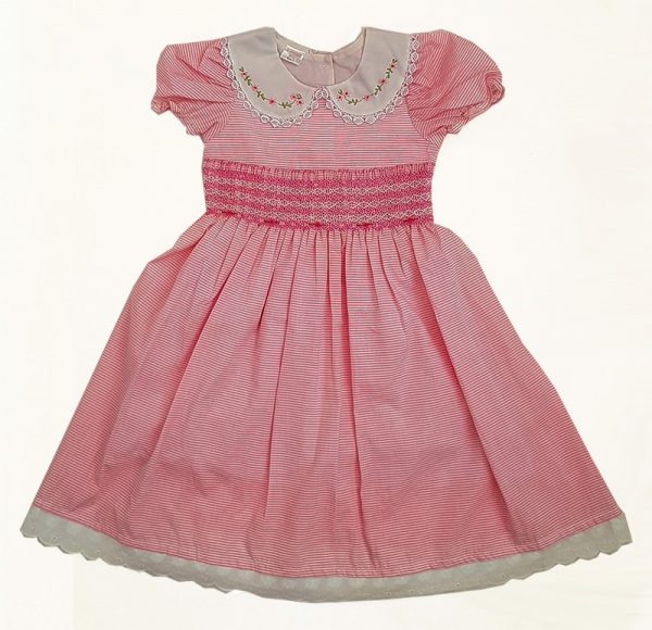 Pink Stripe Smocked Dress with Sleeve