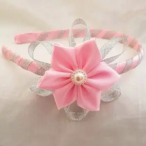 Headband with Pink Satin Flower