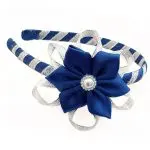 Alice Band with Blue Satin Flower
