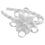 Alice Band with White Satin Flower