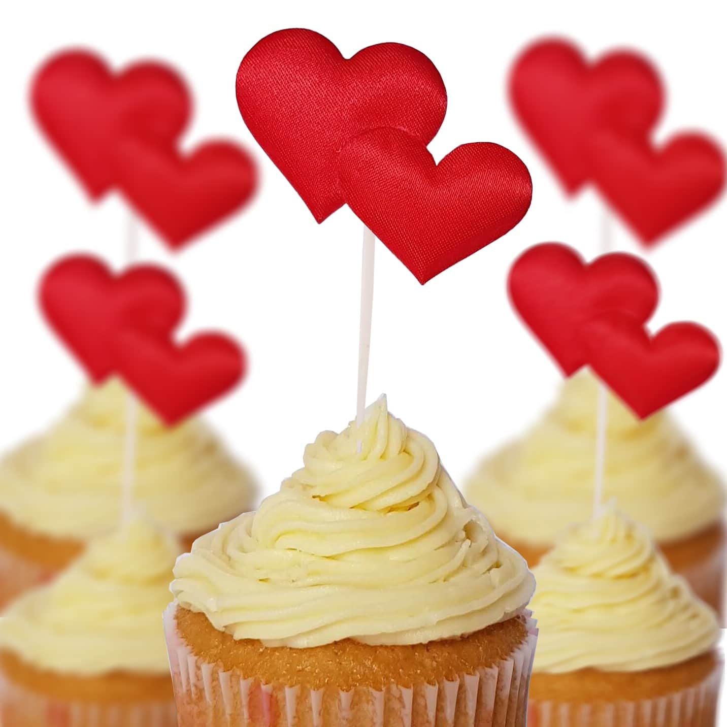 Red Heart Cup Cake Toppers