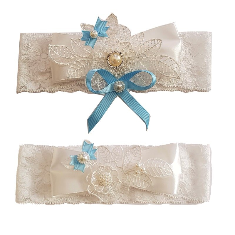 blue wedding garter set