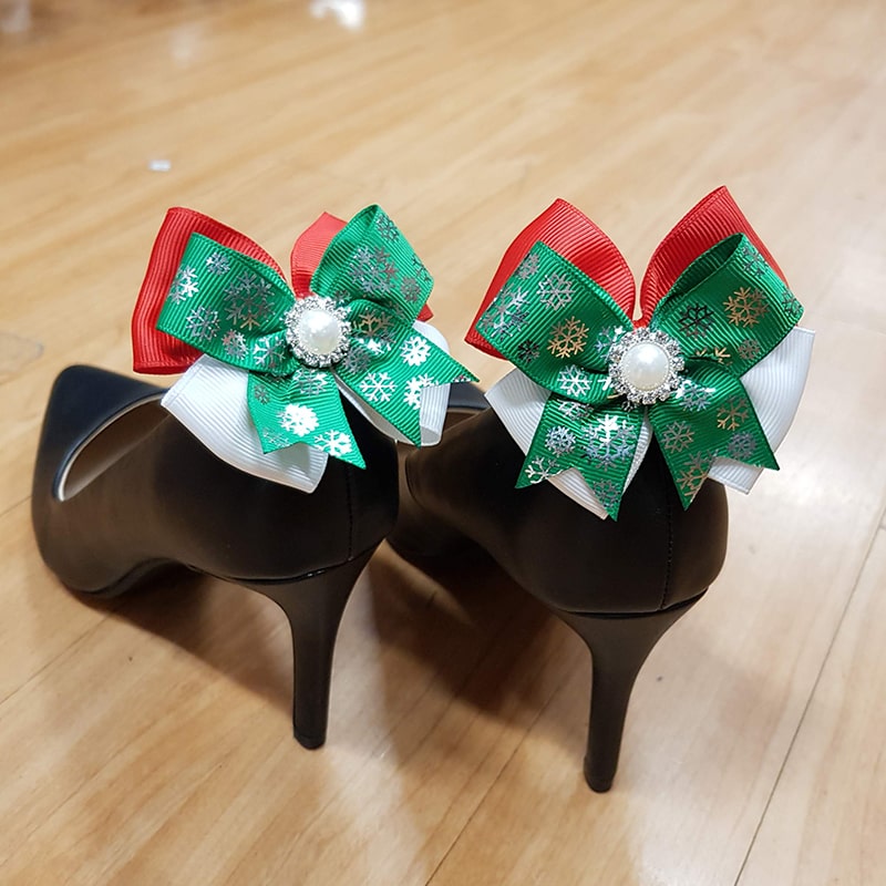 Christmas Shoe Clips and Christmas Hair Bow Clip Set